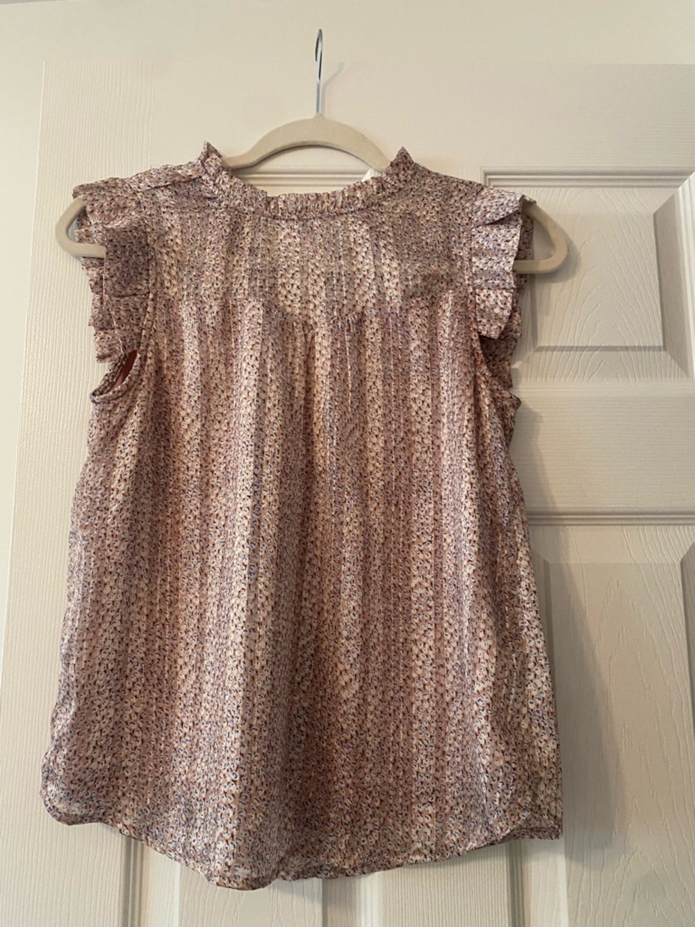 Monteau Pink Ditsy Floral Ruffle Top
